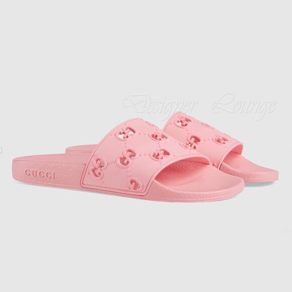 NEW GUCCI Pursuit GG Logo Rose Pink Pool Slide Sandals Women's Size EU 39 US 9 - Picture 9 of 12